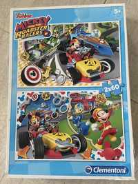 Clementoni Disney Puzzle 2X60 Myszka Miki I Wyścigi Samochodowe 5+