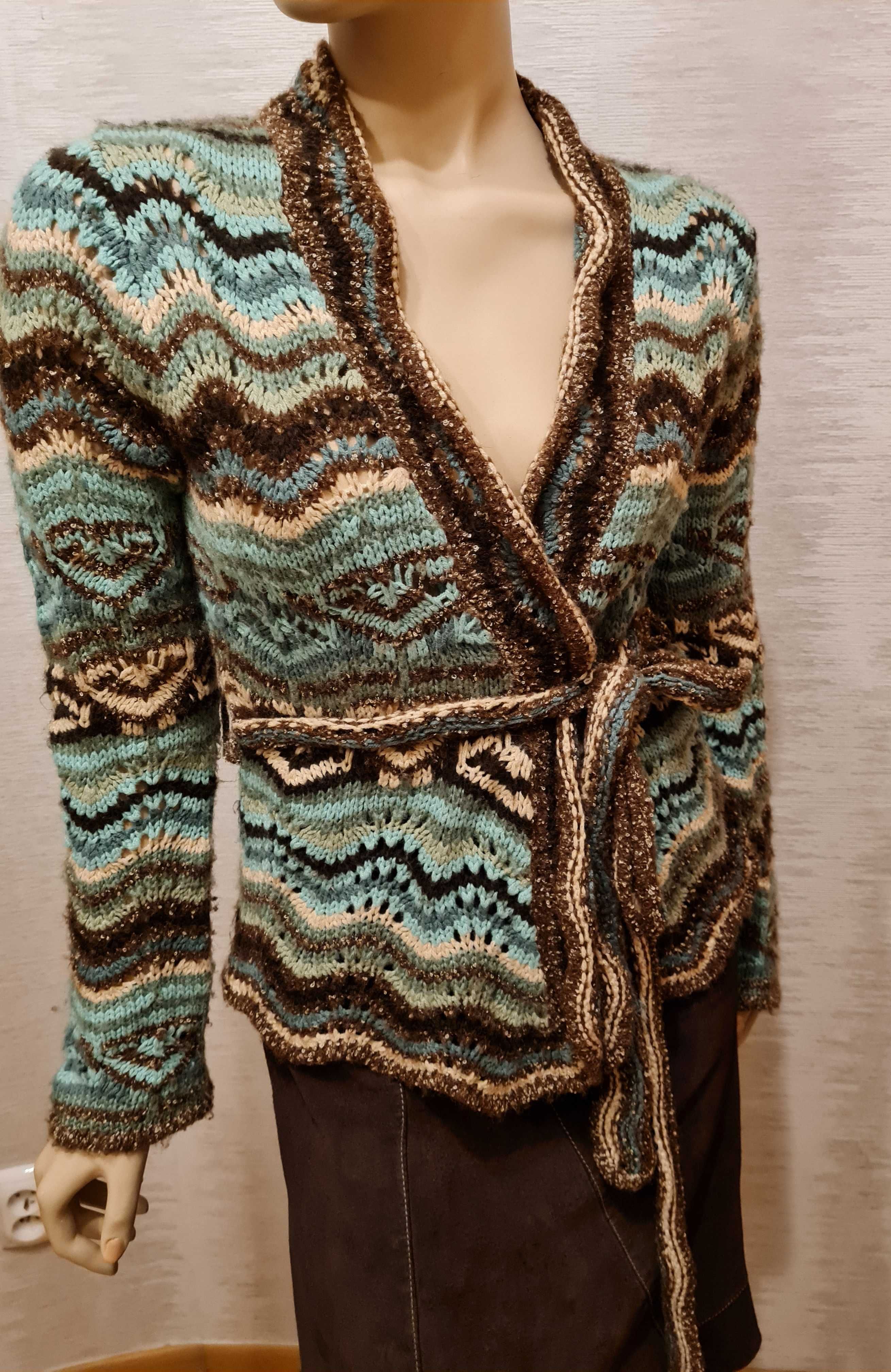 Sweterek  brązowo-turkusowy