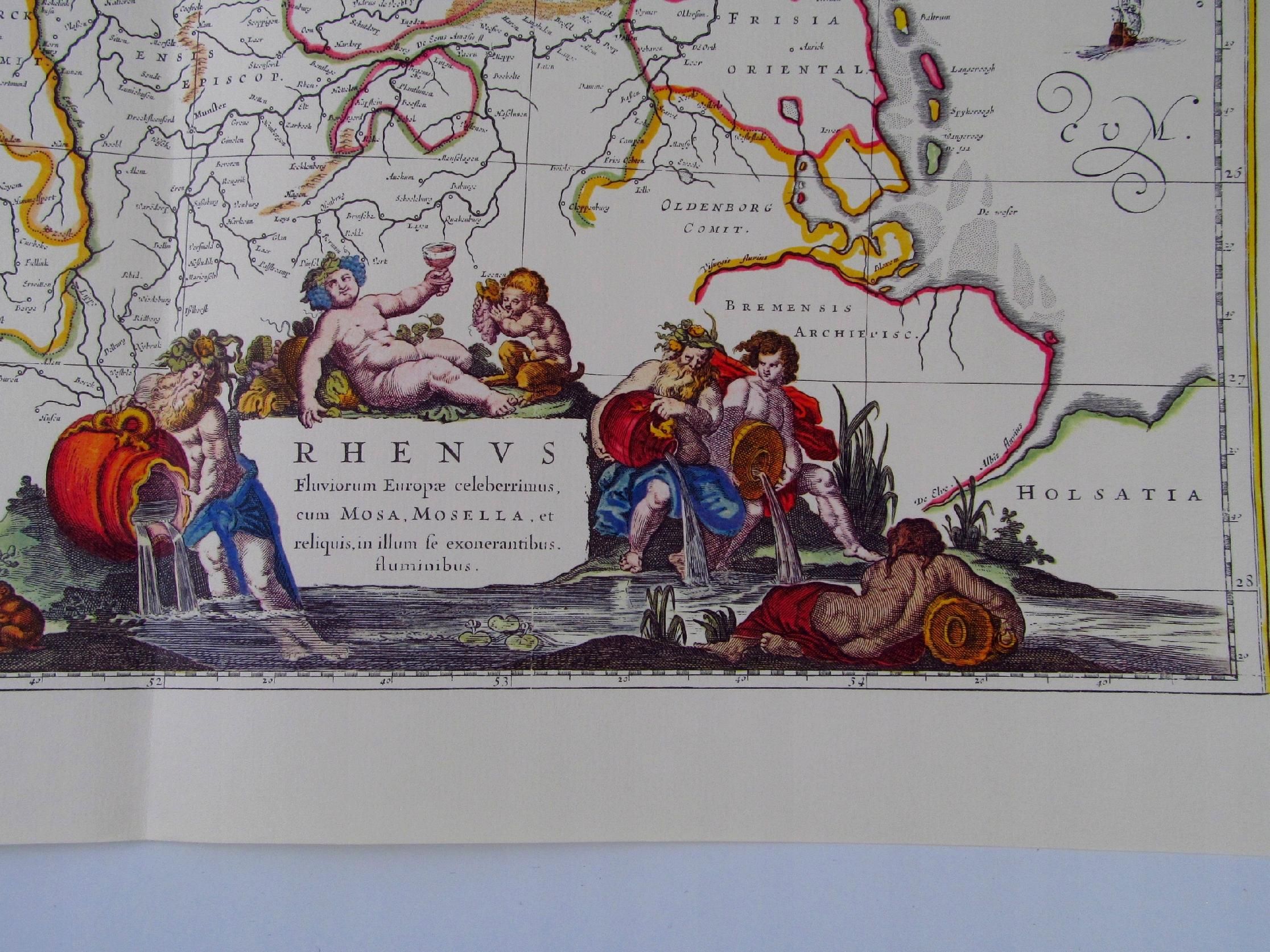 stara mapa 1663 ren niemcy europa rzeka godła 51