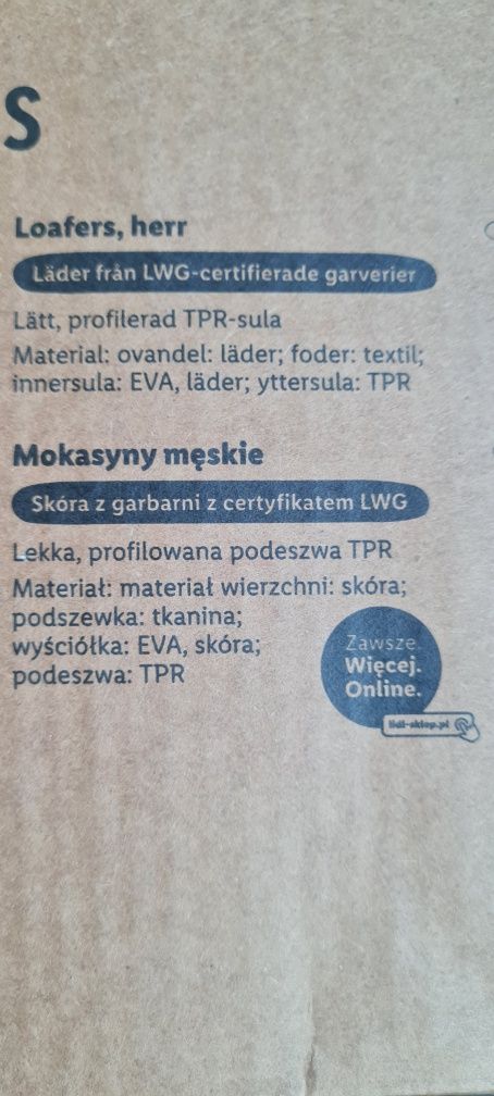 Mokasyny męskie brązowe r.43 nowe  Livergy