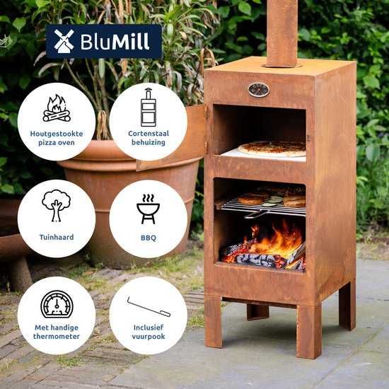 Grill Kominek ogrodowy piec do pizzy , stal Corten Blumill NL.