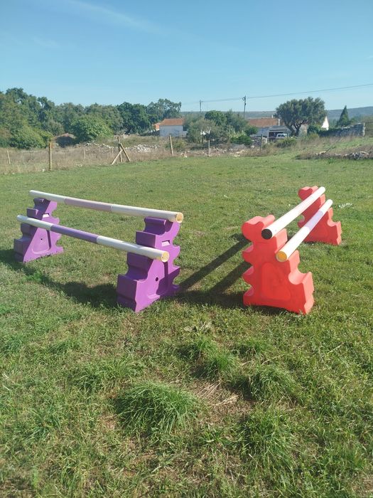 Conjunto completo de saltos de equitação – 4 cavaletes + 4 postes (3 m
