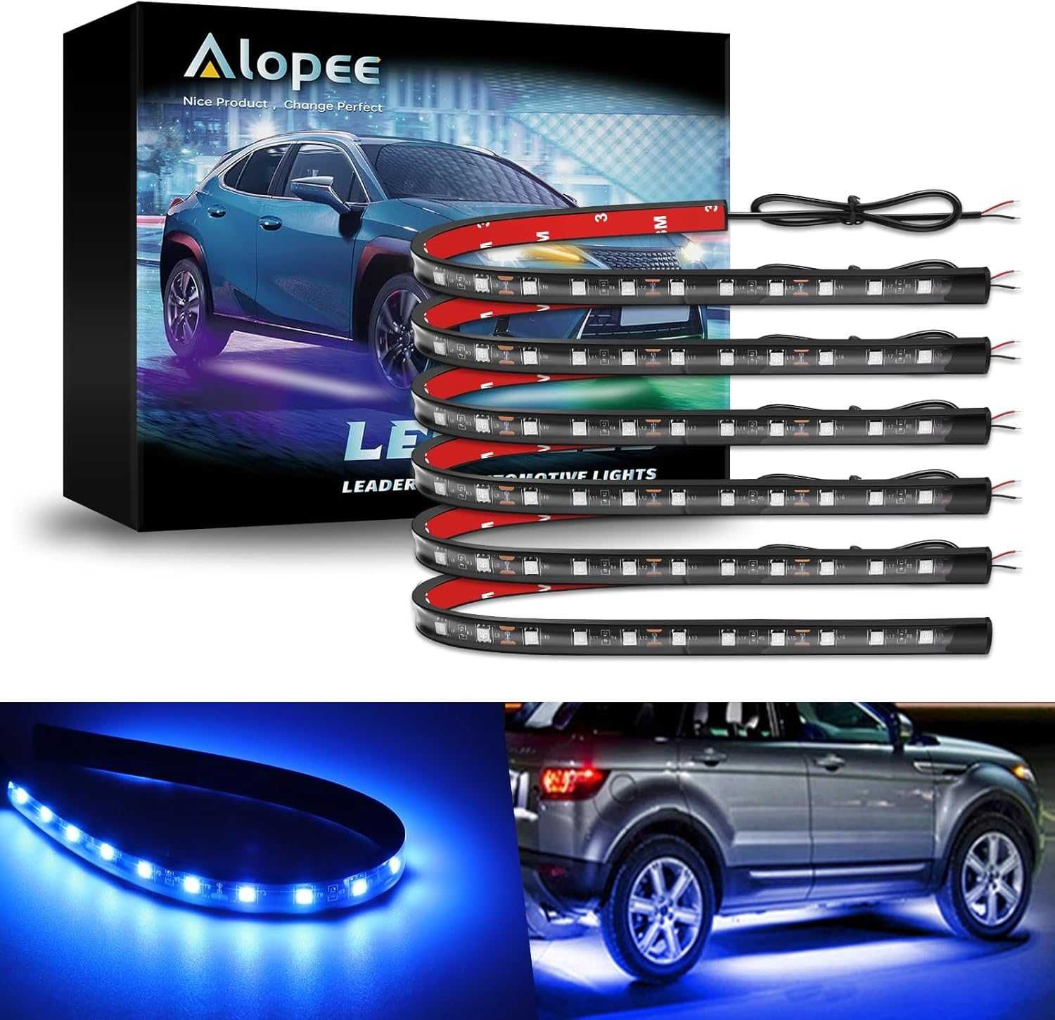 Alopee zestaw 6 x 32 cm niebieskich pasków LED. Diody 5050 SMD IP67.