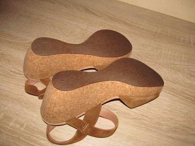 Sandały Clarks na Korku Skóra Natur roz. 40 UK 7 D