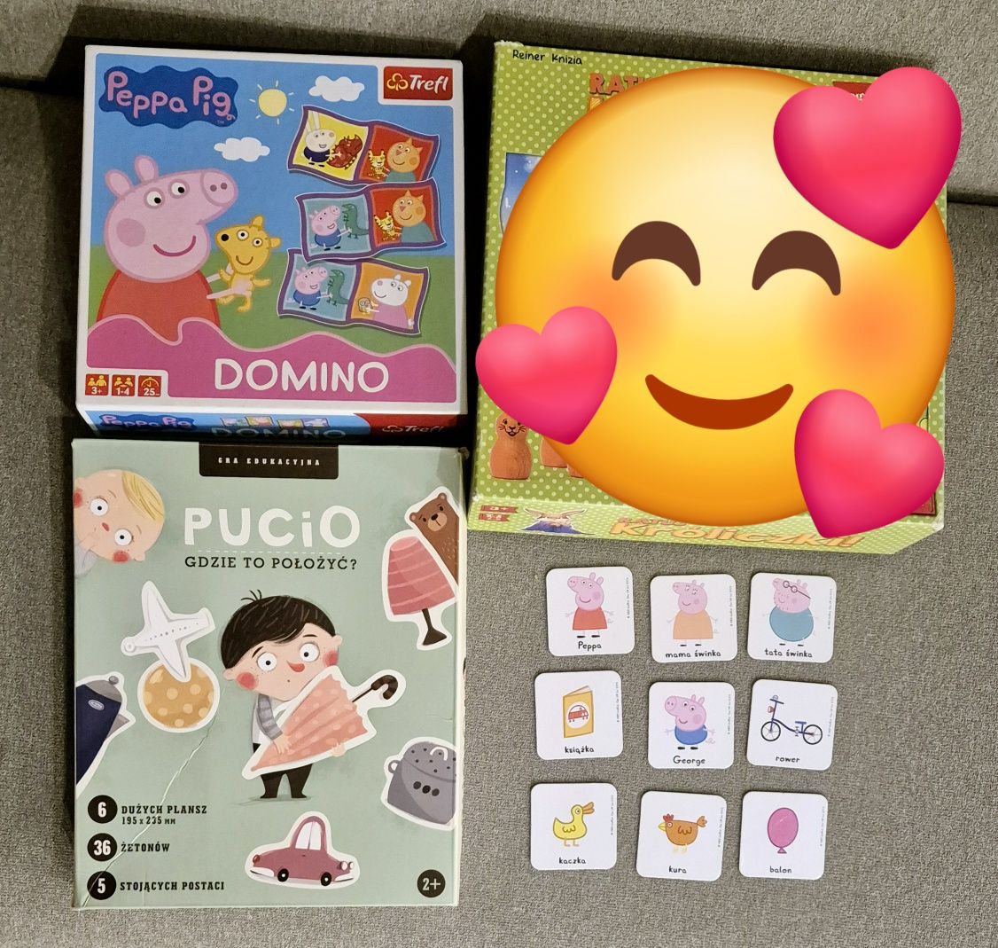 Zestaw e gry dla najmłodszych domino memory Pucio Świnka Peppa Trefl