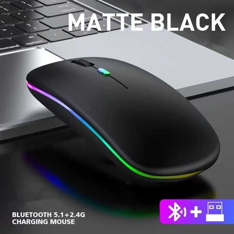 Бездротова безшумна миша RGB-підсвіткою акум. Bluetooth+2.4 ГГц