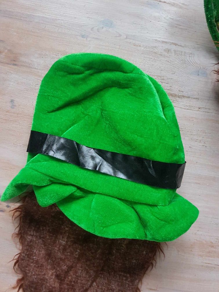 Czapka z brodą przebranie Dzień Świętego Patryka dla dorosłych. H004