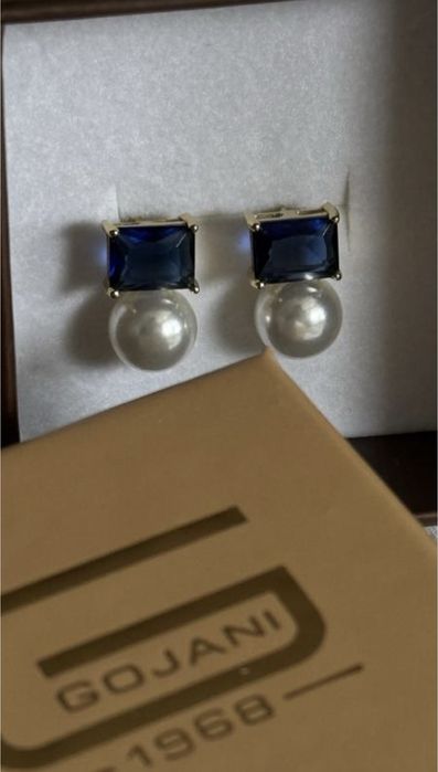 Жіночі срібні сережки з позолотою , з камінням та жемчугом gojani
