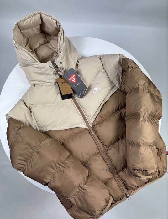 Пуховик Nike Storm-Fit бежево коричневая НЕПРОМОКАЕТ Куртка Найк