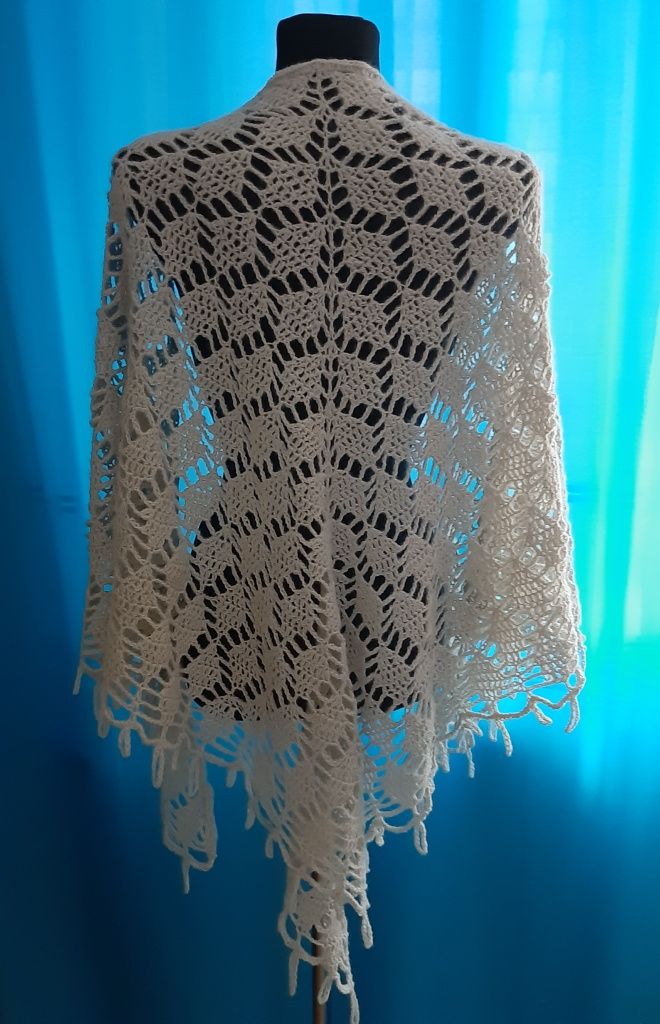 Chusta szydełkowa 100% alpaka ROMBY Handmade