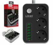 Ldnio SE3631 Listwa zasilająca 3 gniazda 1,6m 6x USB 3.4A Przedłużacz