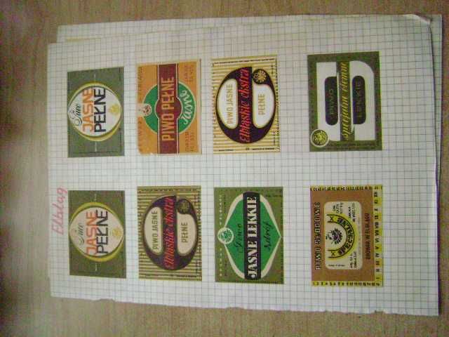 Starocie z PRL Etykiety piwne z PRL = Zestaw 45 sztuk Sierpc i Elbląg