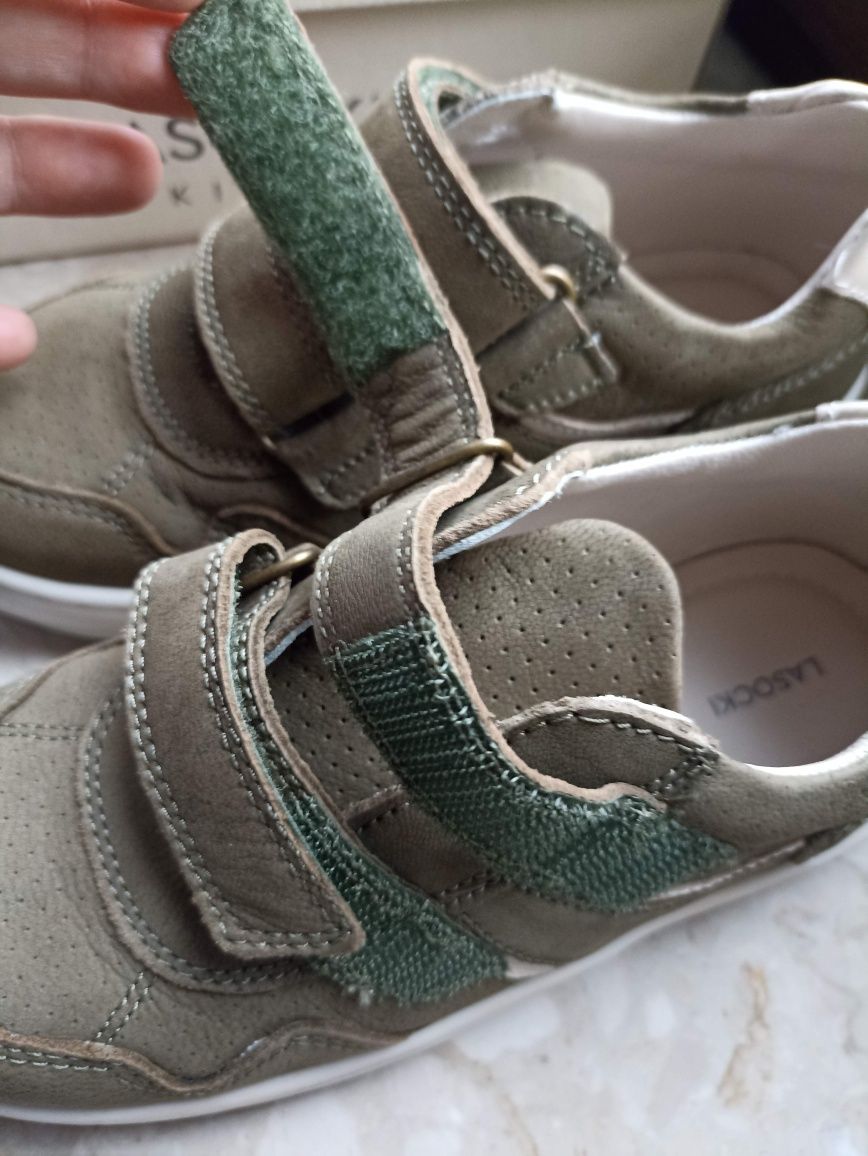 Nowe buty skórzane Lasocki trzewiki 30 khaki lekkie rzepy