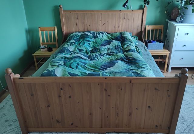 Łóżko drewniane 160x200 Ikea Hurdal solidne cozy