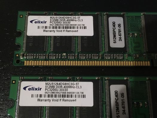 Memória RAM Elixir 512MB x 2 unidades