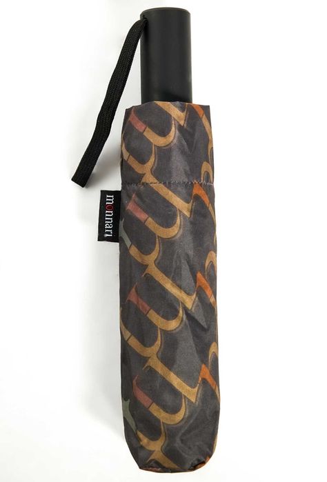 MONNARI Automatyczna Parasolka Składana Logowana Czarno Złota WIOSNA