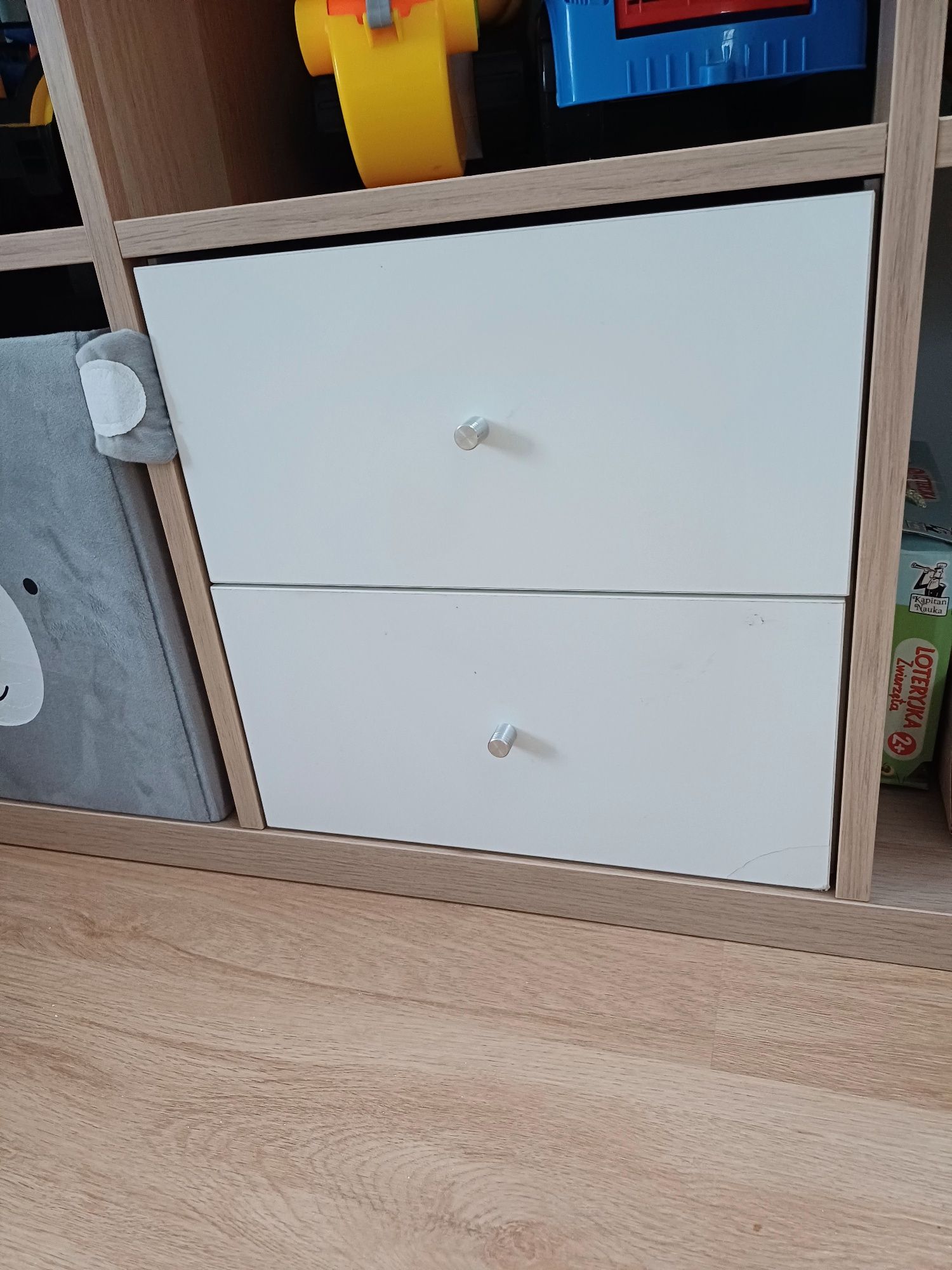 KALLAX ikea 4x2 regał na pudełka okleina a la jasne drewno