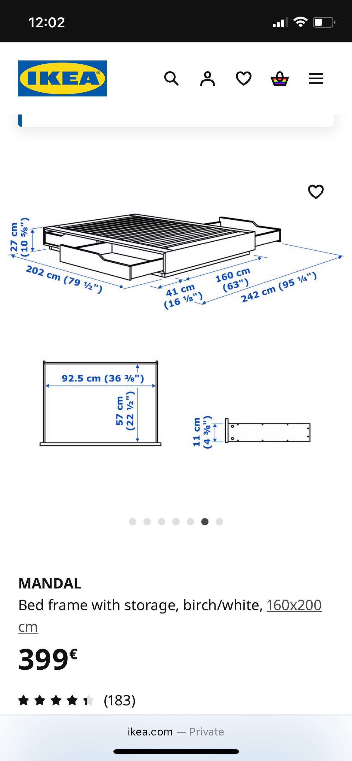 Cama MANDAL Ikea 160x200 usada
