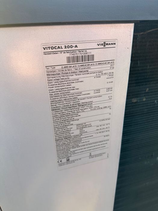 Na części, okazja pompa ciepła Viessmann vitocal 200-A