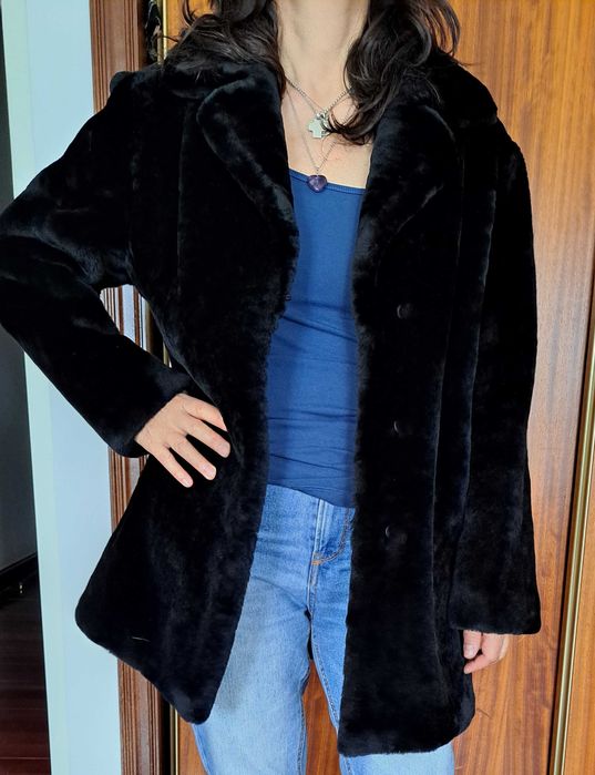 Casaco mouton pele preto, como novo