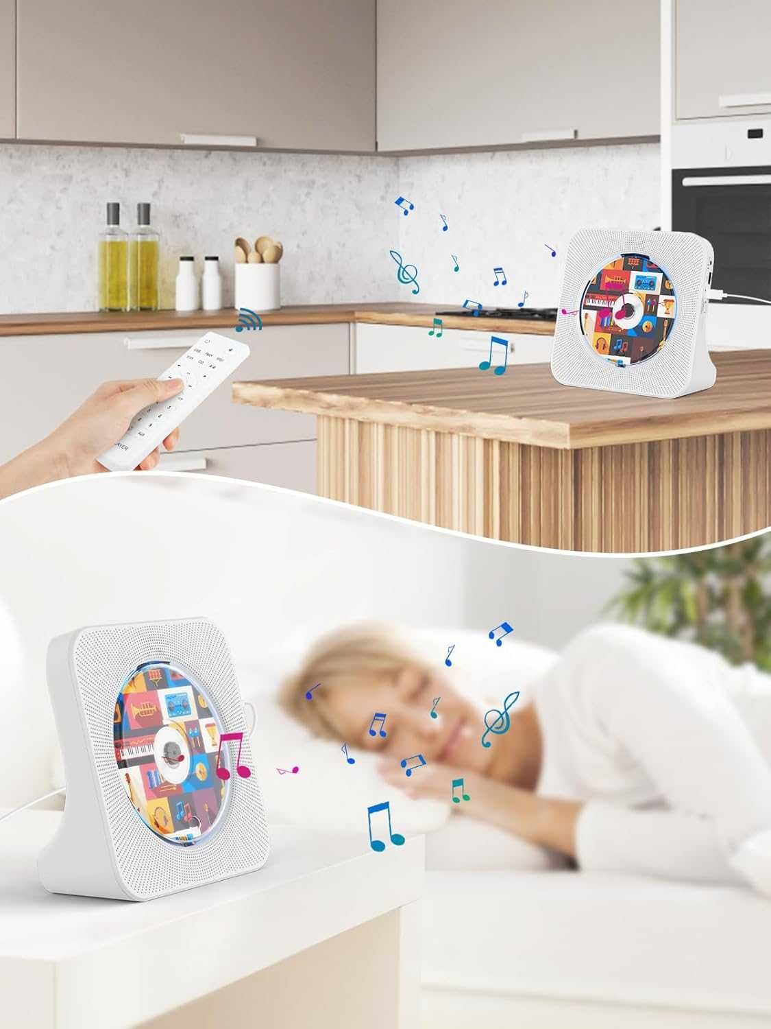 Gueray KC-806 Odtwarzacz płyt CD Bluetooth USB AUX USB-C HDMI + pilot