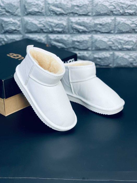 Ликвидация склада UGG Australia White белые кожаные Угги  угг зимние