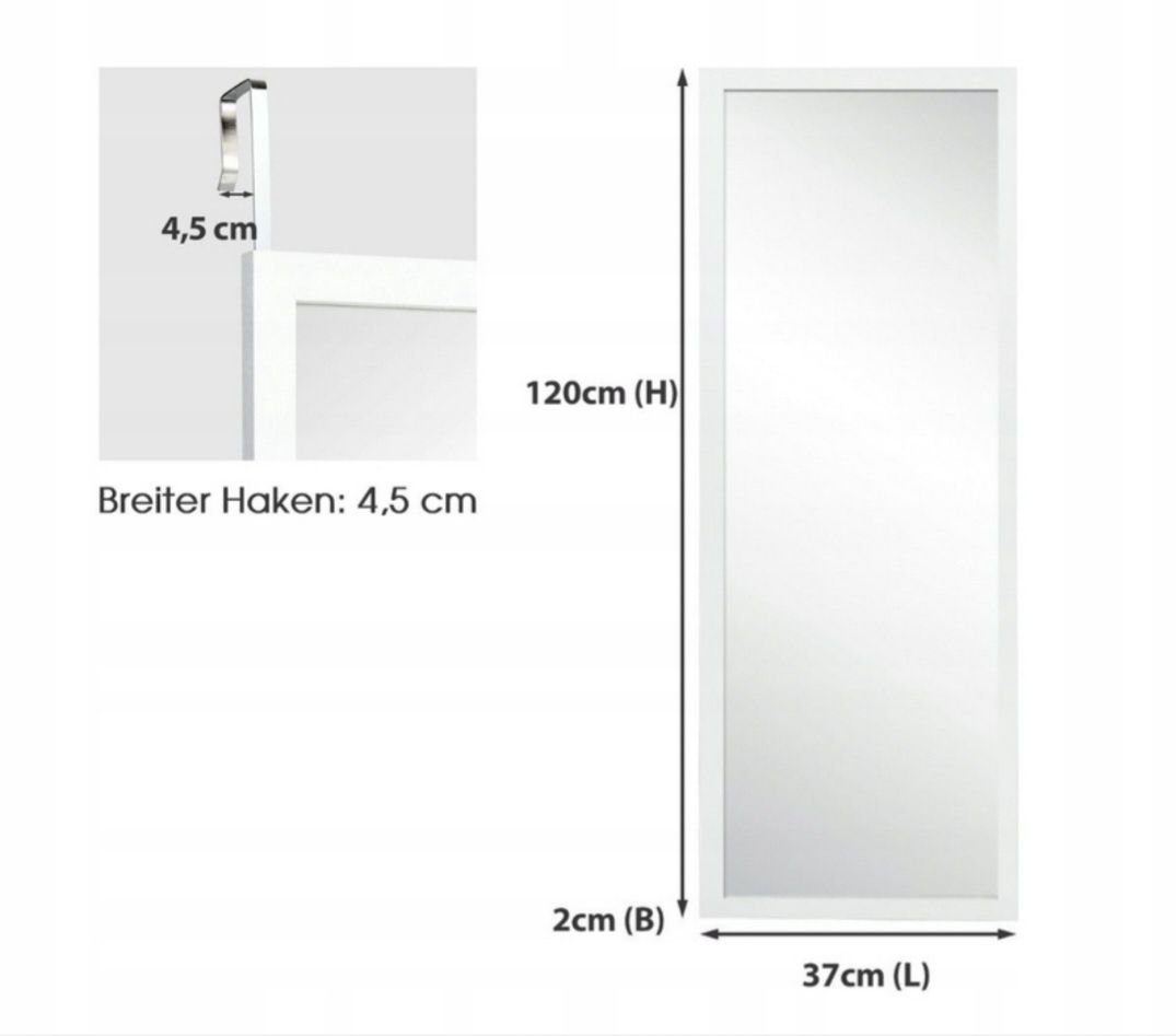 Lustro Costway ścienne prostokąt rama drewno, metal 37x 120cm