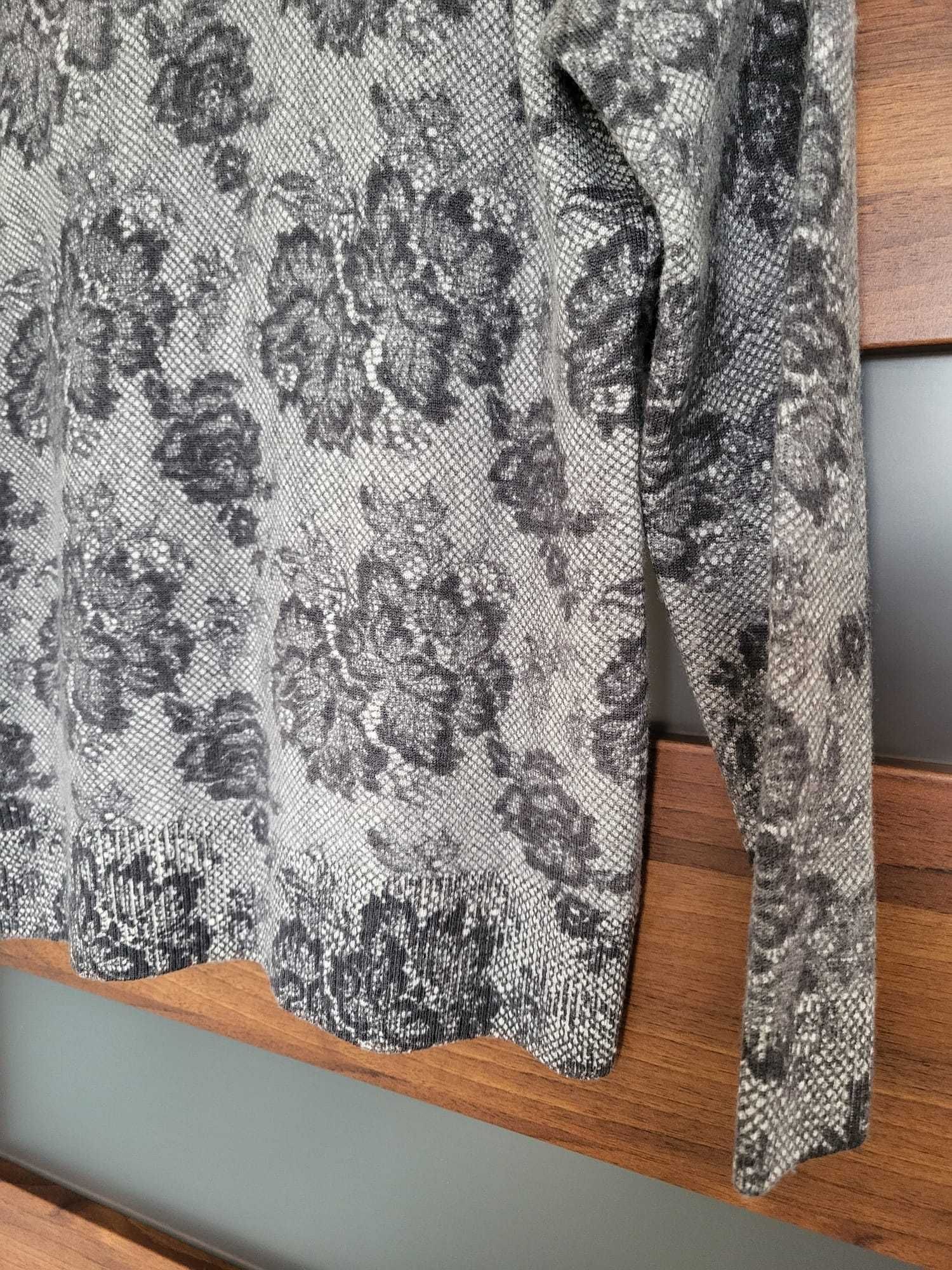 Calvin Klein sweter damski szary M/38 wełniany kwiatowy wzór