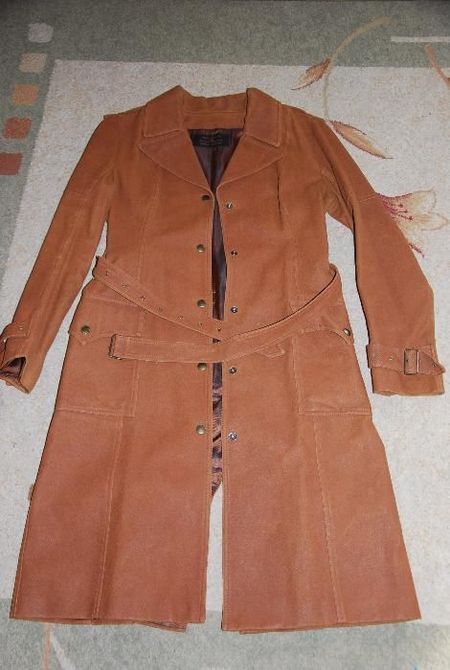 Modny płaszcz skórzany zamszowy damski rozmiar 38, jak nowy