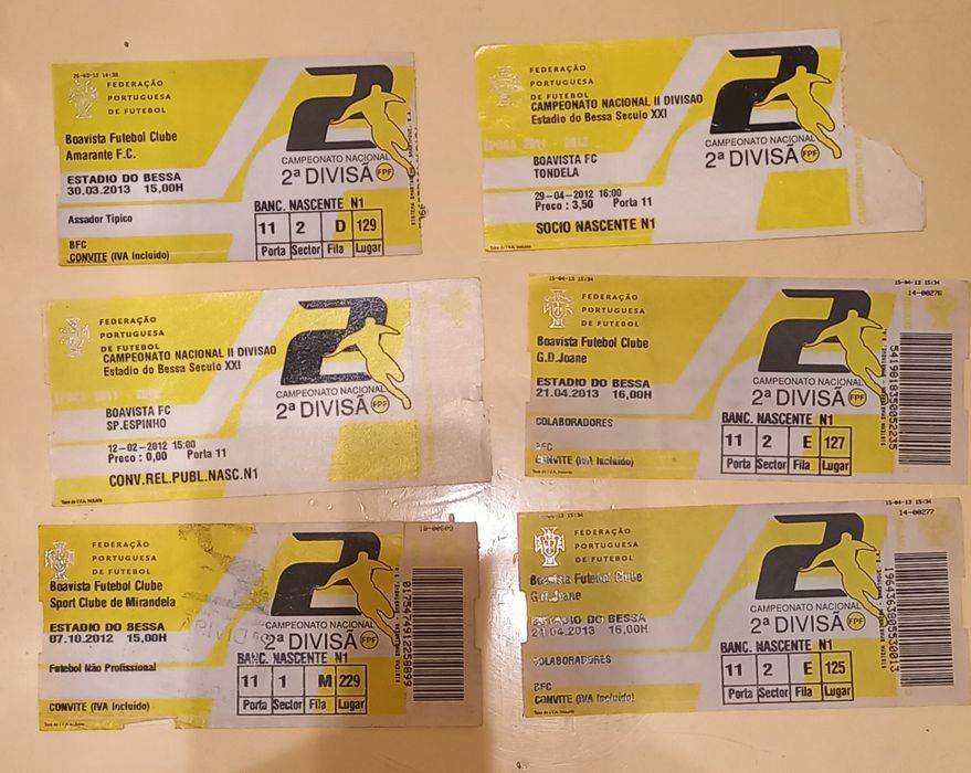 Lote de 18 bilhetes Boavista, 2° Divisão