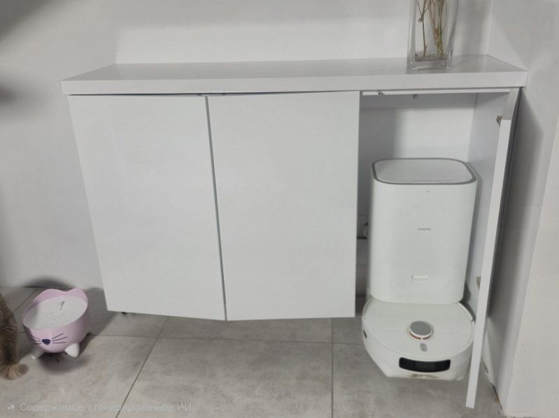 Szafka na wymiar w kolorze białym do zabudowy robota sprząta