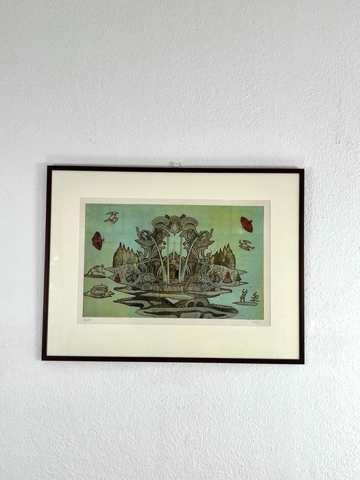 Gravura de João Hogan Jardim das Delícias II 1975