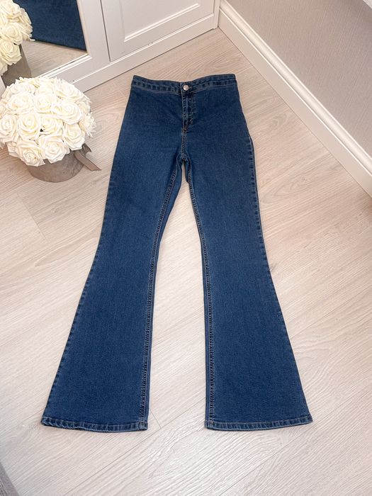 Spodnie jeansy flare dzwony rozkloszowane Zara S 36 granatowe