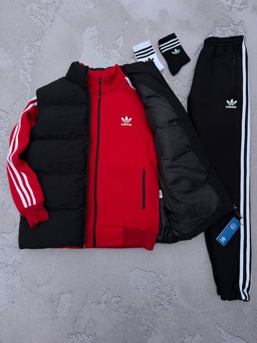 Чоловічий зимній спортивний костюм фліс адідас комплект Adidas xs-3xl