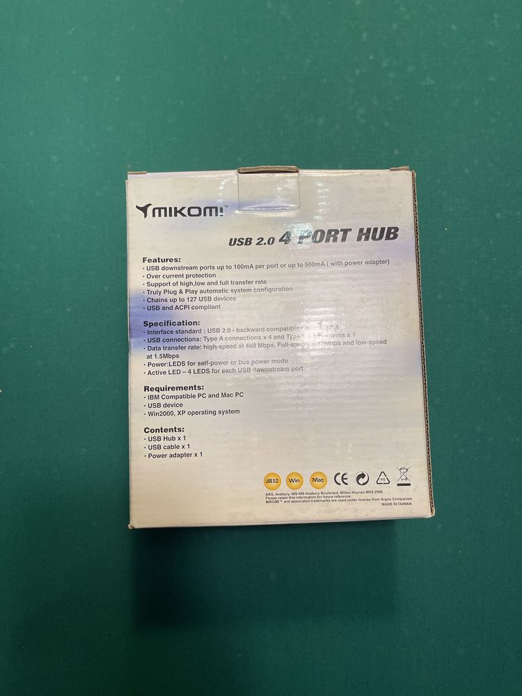 Usb 2.0, 4 porty hub