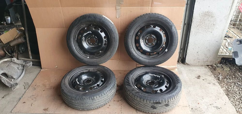 Felgi stalowe z oponami 5x100 6J ET43 195/55 R15 Skoda Roomster 6Q0601027B