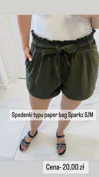 Spodenki wysoki stan Paper Bag Sparkz S/M ciemno zielone khaki wiązane