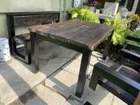 Stół ogrodowy LOFT, krzesła + ławka. Drewno.