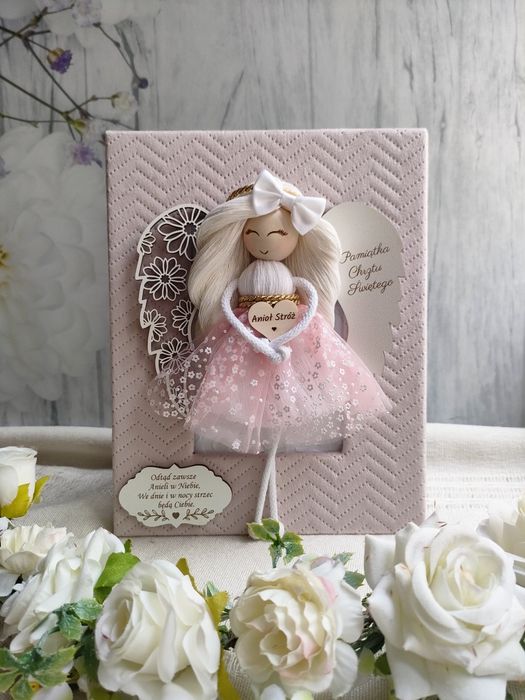 Pamiątka Chrztu Świętego Anioł Stróż w ramce