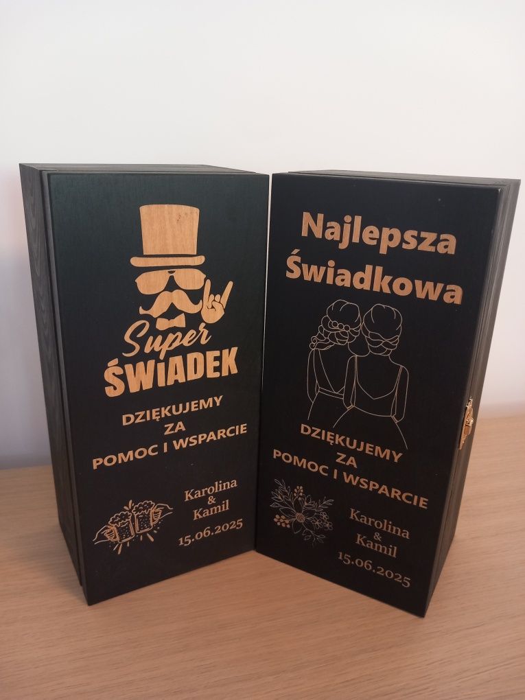Podziękowanie dla świadków  2 x pudelko na whisky czarne ślub wesele