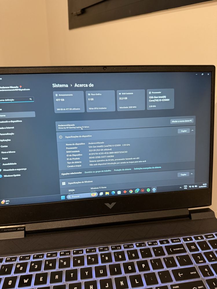 Computador Portatil  Gamer HP Victus - RTX 4050 6GB