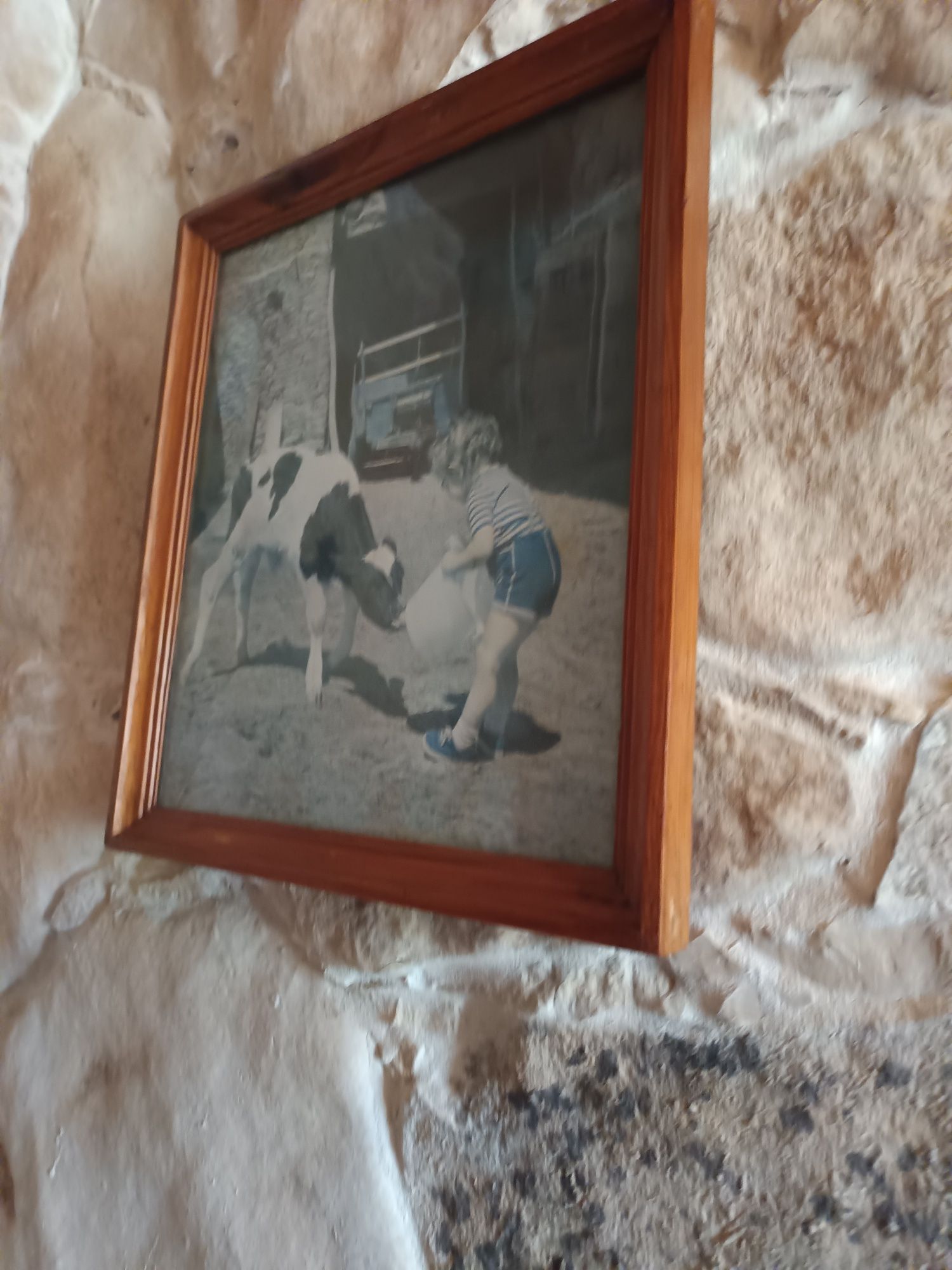 Quadro em madeira e foto  vintage.