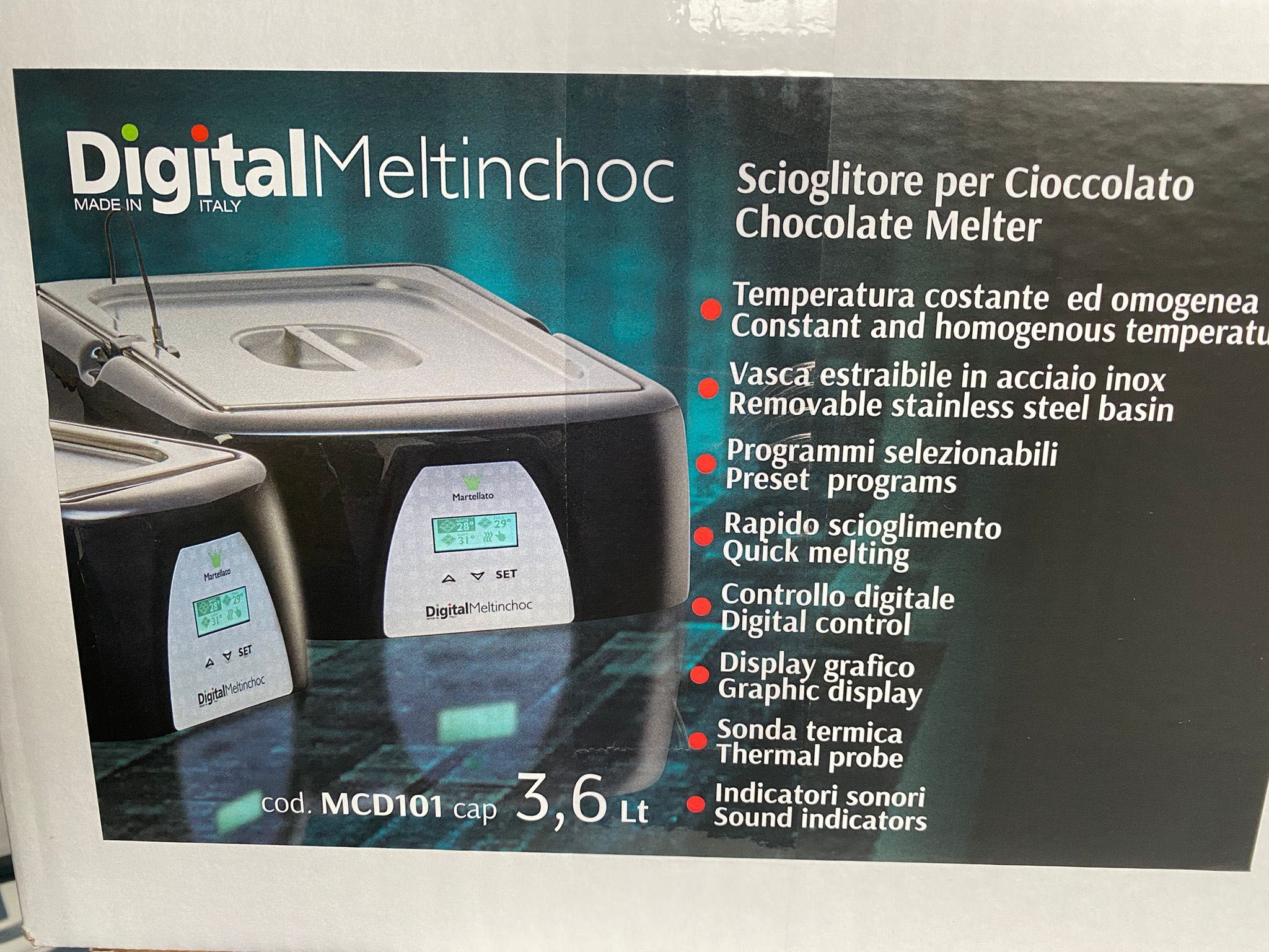 Fundidor digital de chocolate Martellato. Digital Meltinchoc. 3.6 Lts.