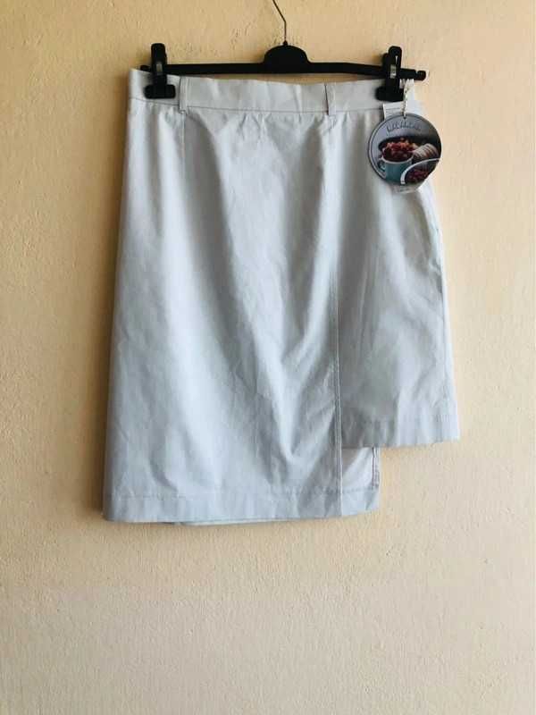 Rabarbar/Bialcon -  bawełniana spódnica z asymetrycznym dołem (L/XL)