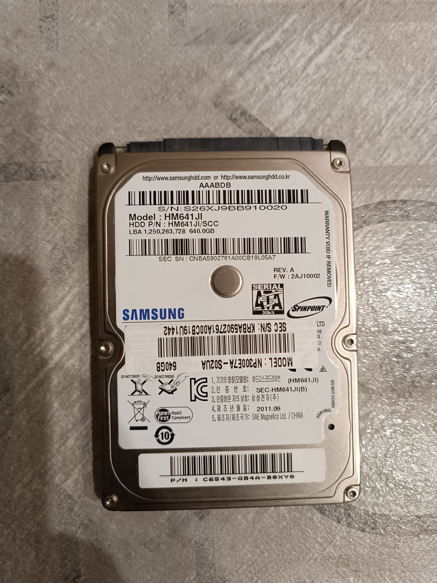 Жорсткий диск samsung 640GB