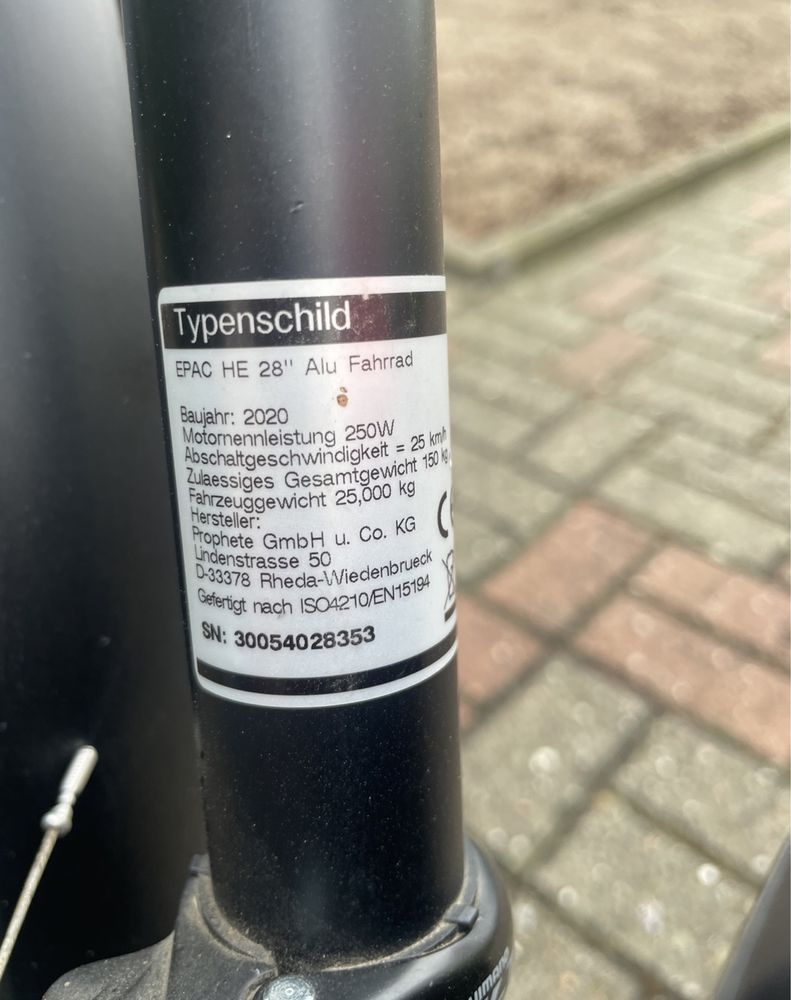 Rower elektryczny Prophete silnik AEG