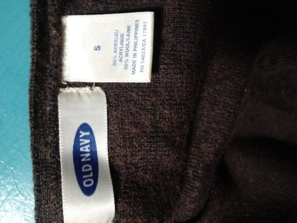 Brązowy pulower, 50% wełna, rozmiar S; OLD NAVY
