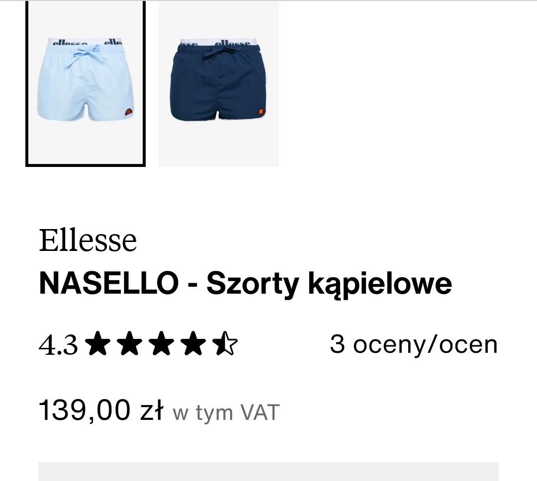 Nowe Szorty kąpielowe Ellesse