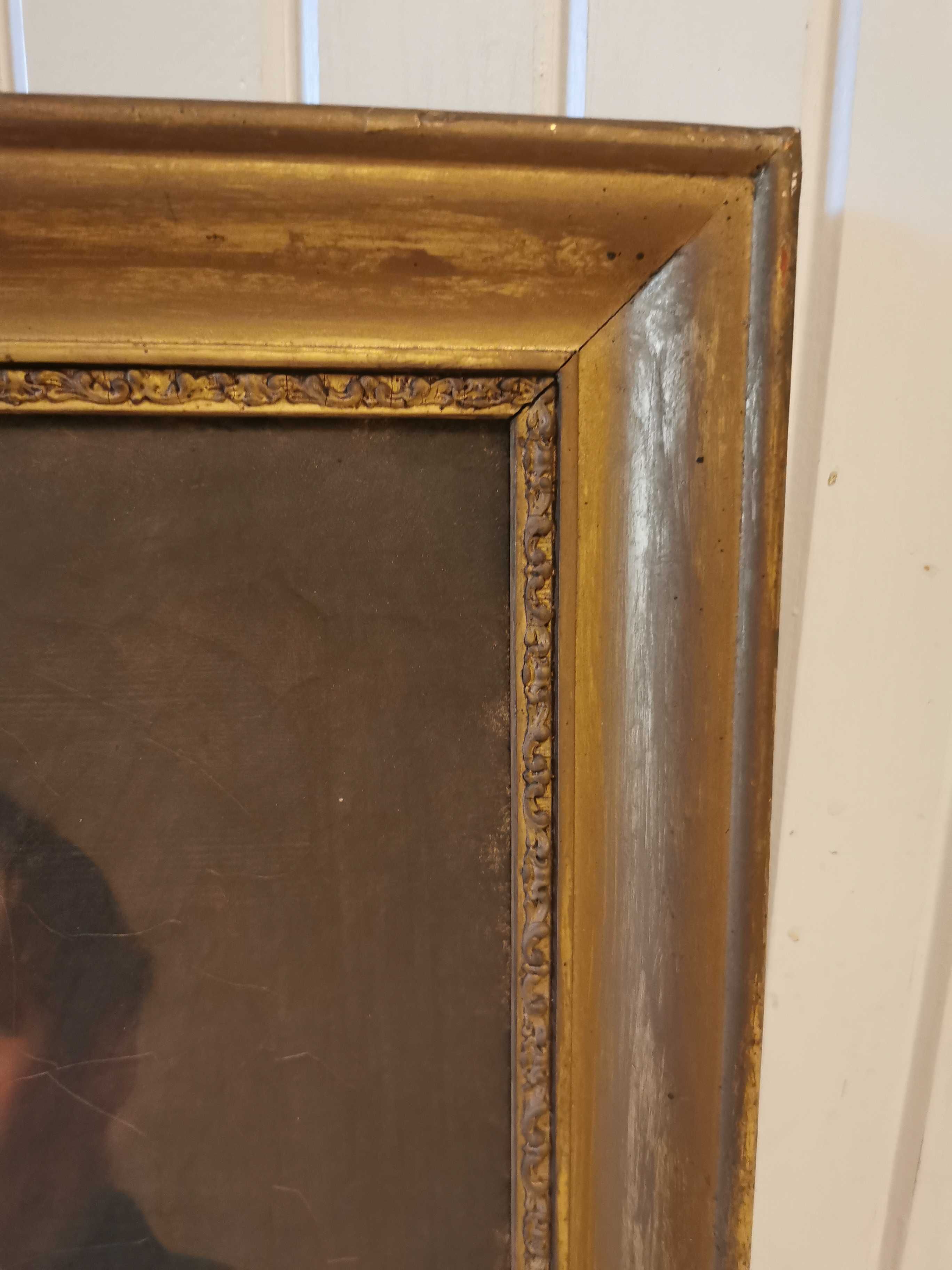 Zabytkowy portret mężczyzny XIX w. około 1850 w oryginalnej ramie