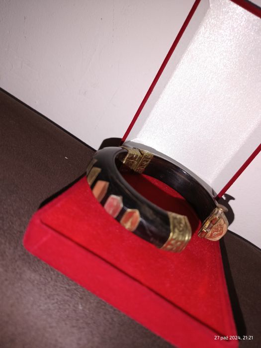 Nową Stara Indyjska Bransoletka wykonana z drewna i mosiądzu